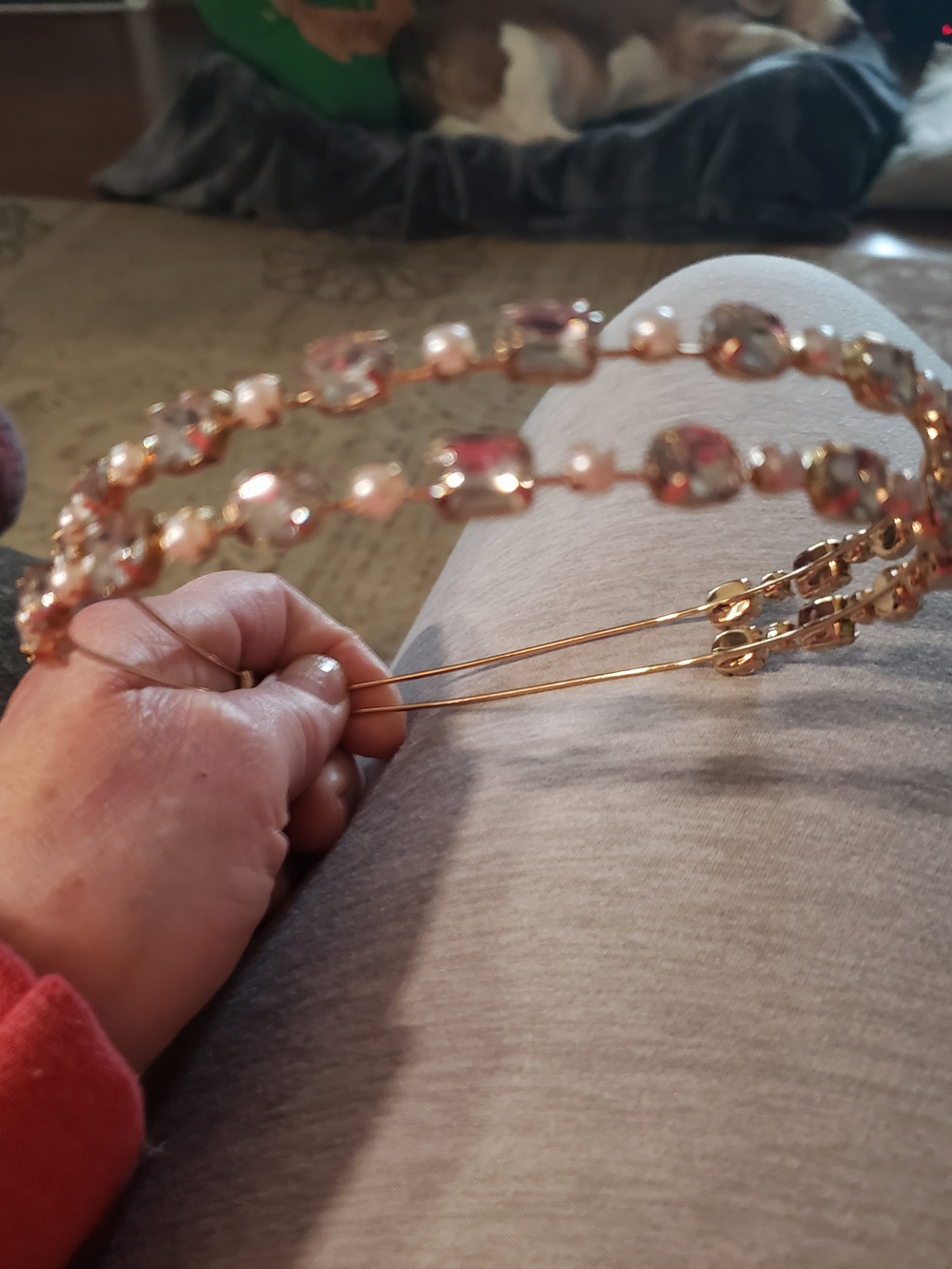 Source Unknown Rose Gold Double-Strand Crystal & Pearl Headband